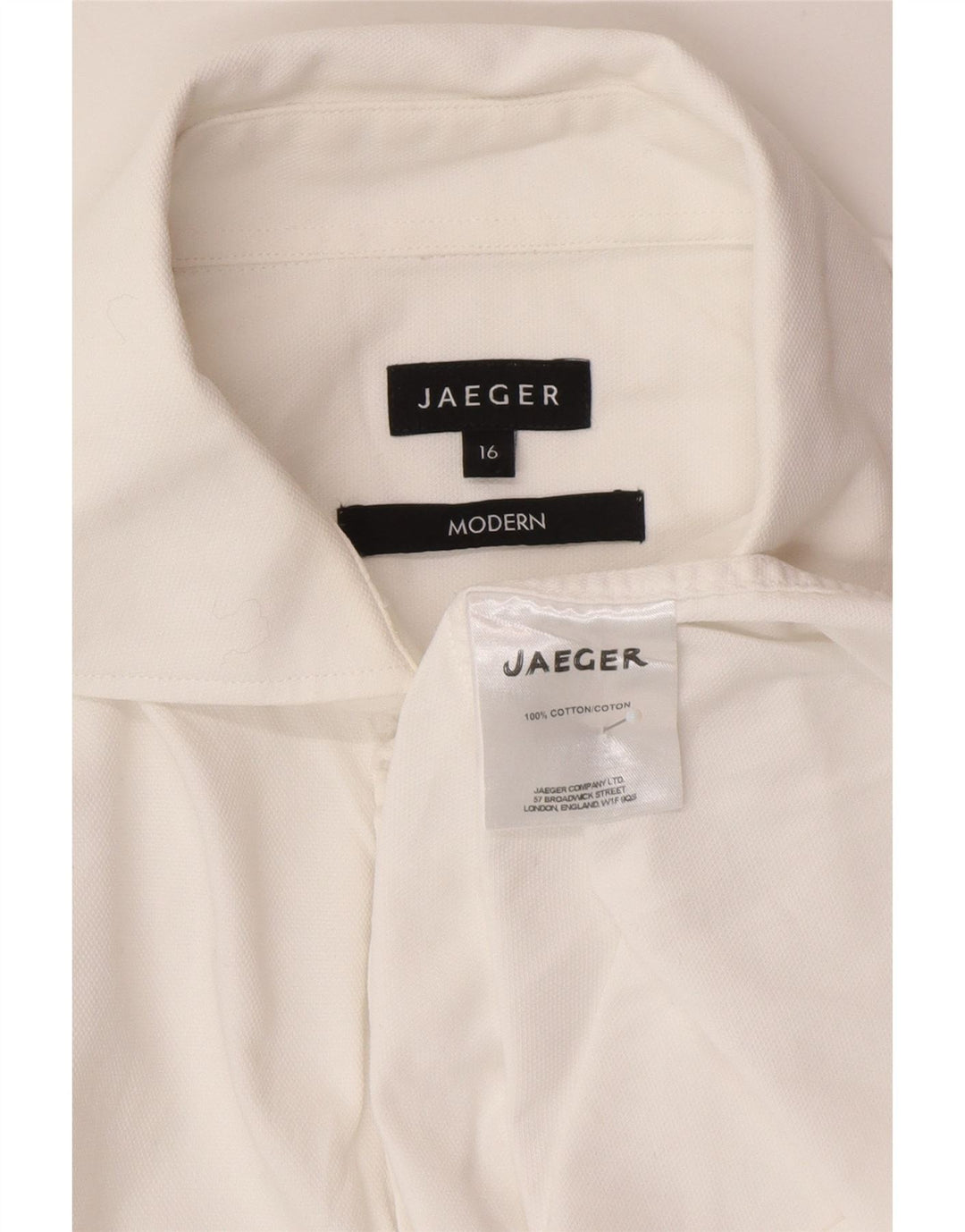 Jaeger Mens Modern Fit Shirt Size 16 Large White Cotton