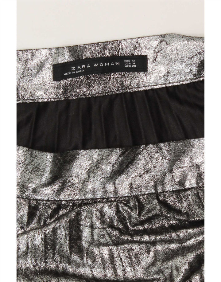 Zara Womens Knife Pleated Skirt Medium W28 Silver