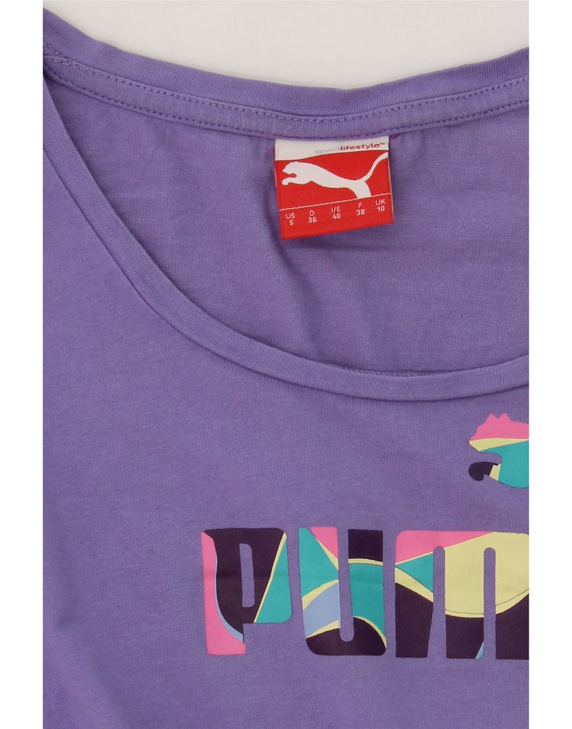 PUMA Womens Graphic T-Shirt Top UK 10 Small Purple Vintage Puma and Second-Hand Puma from Messina Hembry 