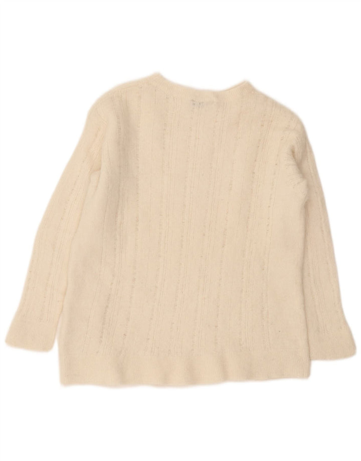 Zara Womens Boat Neck Jumper Sweater UK 14 Medium White Wool
