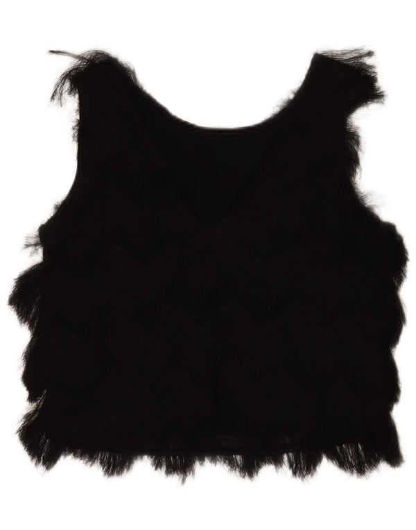 Zara Womens Sleeveless Crop Blouse Top UK 10 Small Black Polyester