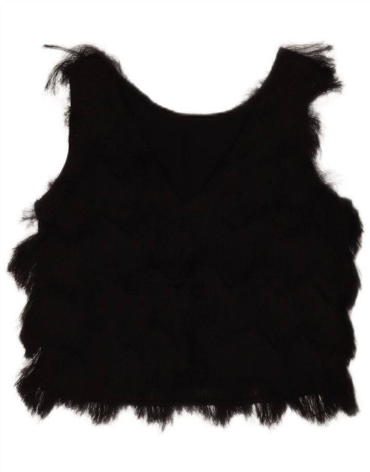 Zara Womens Sleeveless Crop Blouse Top UK 10 Small Black Polyester