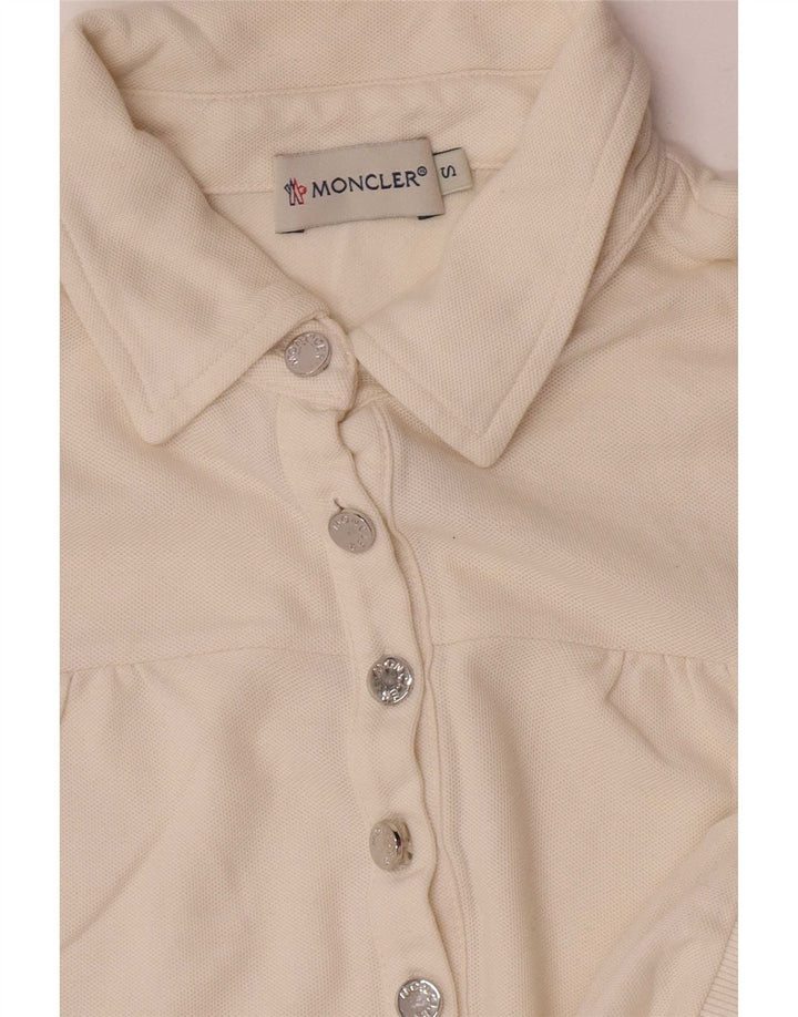 Moncler Womens Polo Shirt UK 10 Small Off White Striped