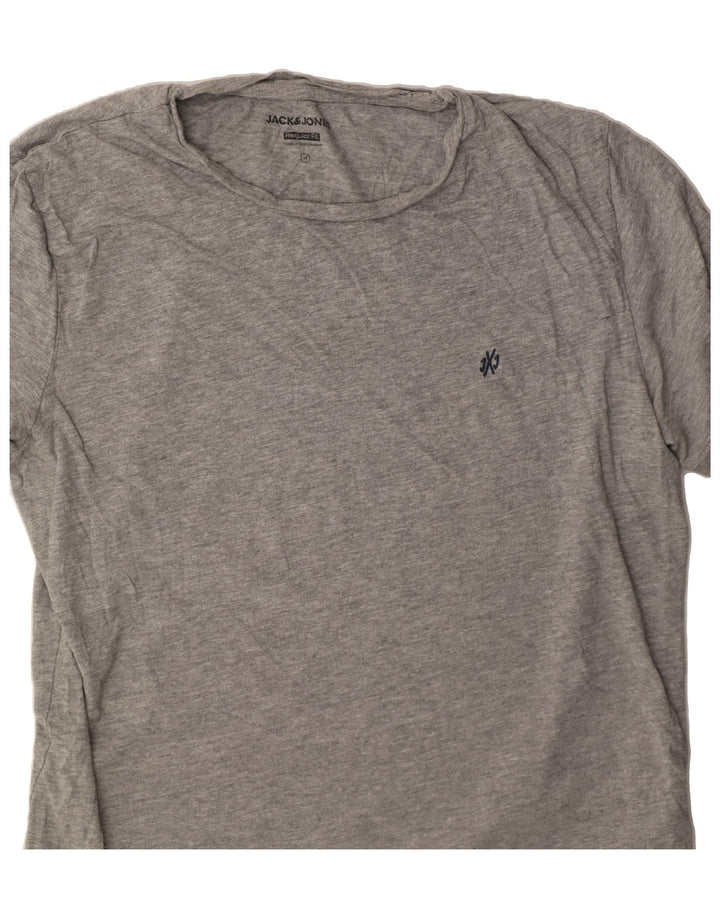 JACK & JONES Mens Regular Fit T-Shirt Top Medium Grey Cotton Vintage Jack & Jones and Second-Hand Jack & Jones from Messina Hembry 