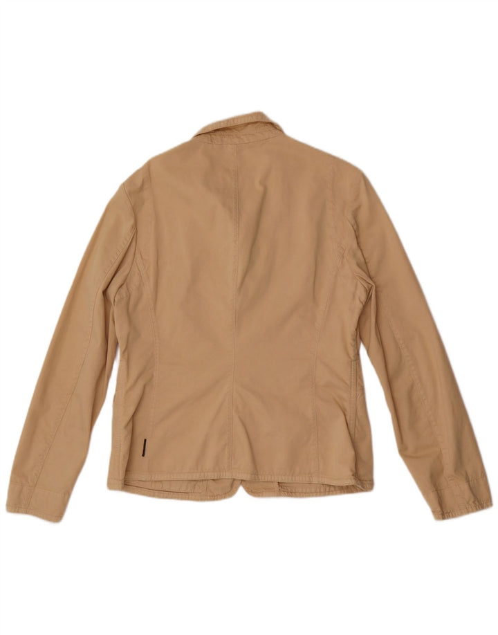 Moncler Womens Oversized 3 Button Blazer Jacket US 4 Small Beige Cotton