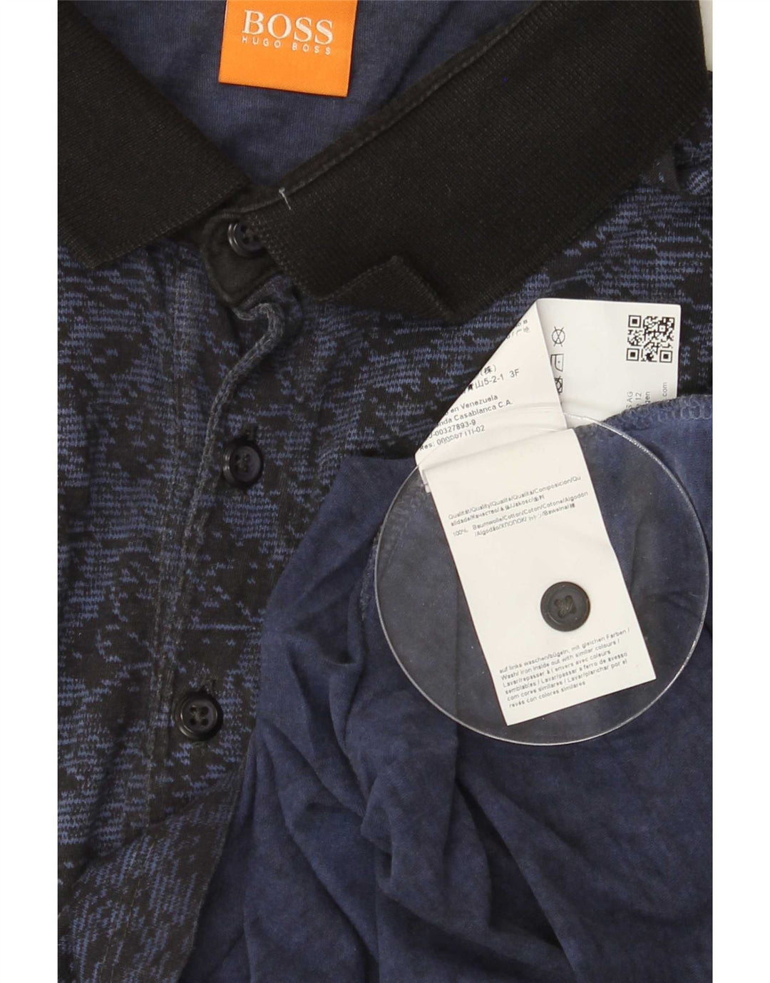 Hugo Boss Mens Polo Shirt Medium Navy Blue Floral Cotton