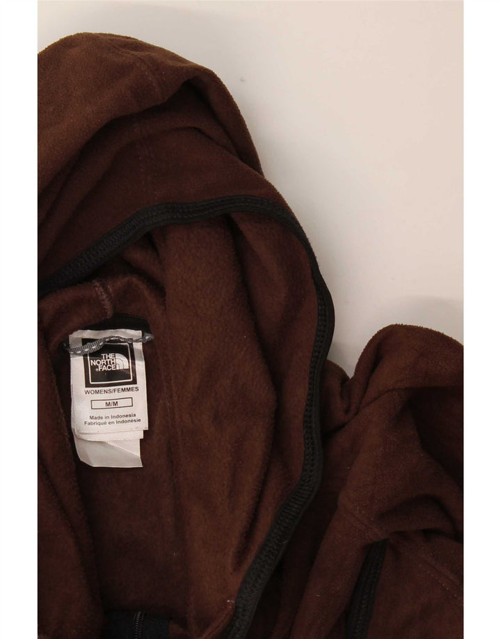 The North Face Womens Hooded Fleece Jacket UK 12 Medium Brown Polyester