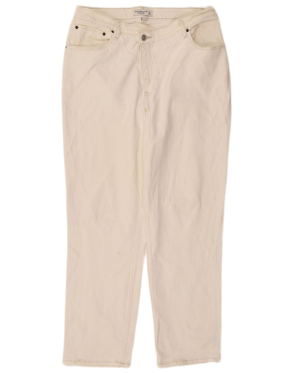 Abercrombie & Fitch Womens Straight Jeans US 16 2XL W33 L30 Off White