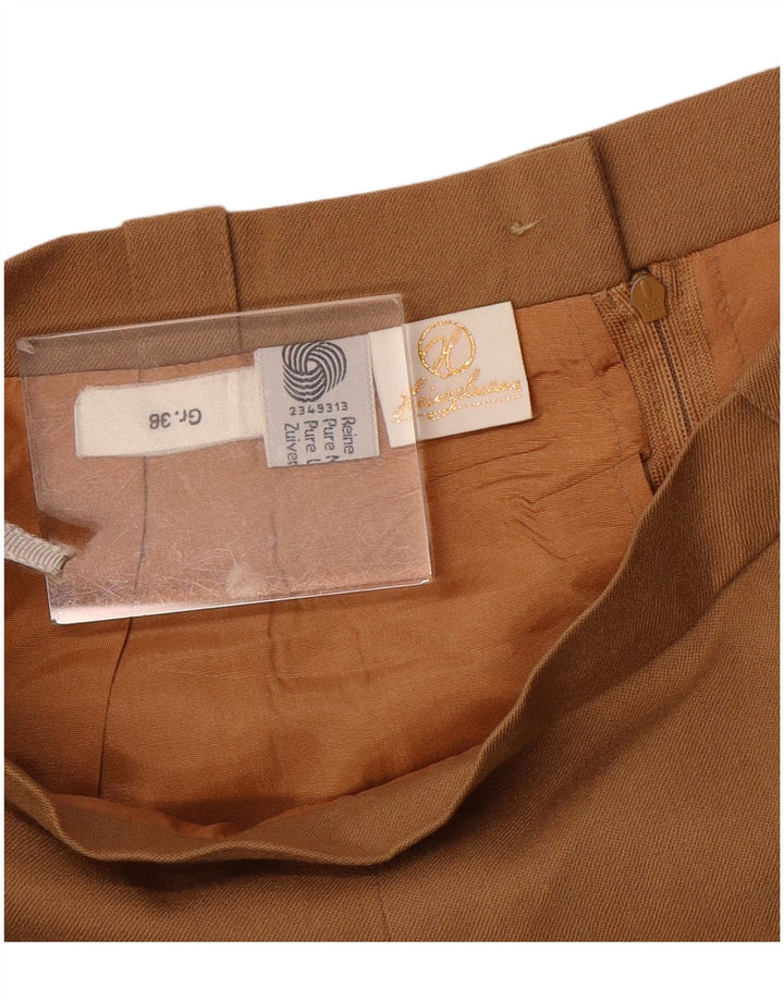 Vintage Womens High Waist A-Line Skirt EU 38 Medium W26  Brown Virgin Wool