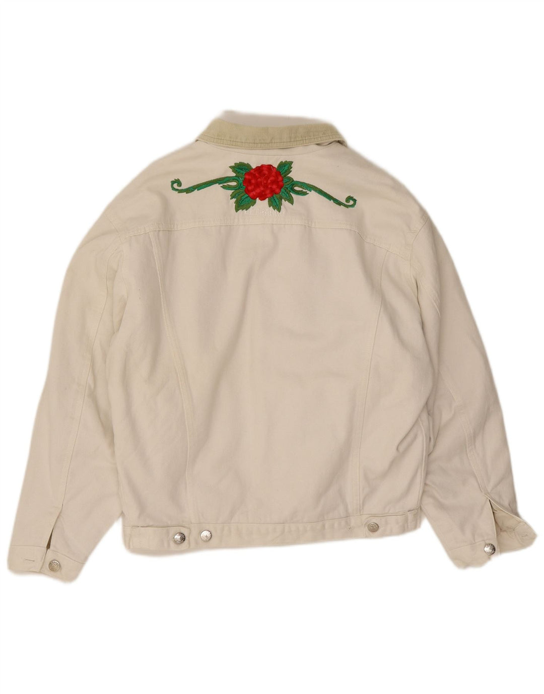 El Charro Mens Denim Jacket UK 36 Small White Floral