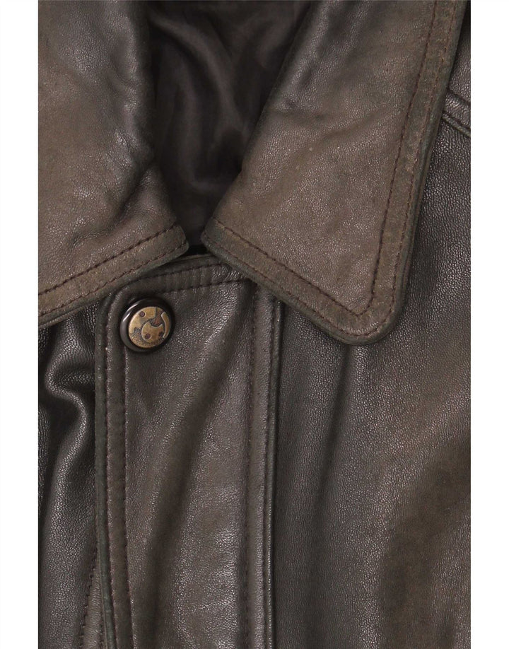 Itallo Mens Leather Jacket UK 40 Large Black