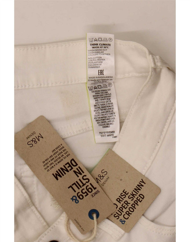Marks & Spencer Womens Mid Rise Cropped Jeans UK 12 Medium W30 L21 White
