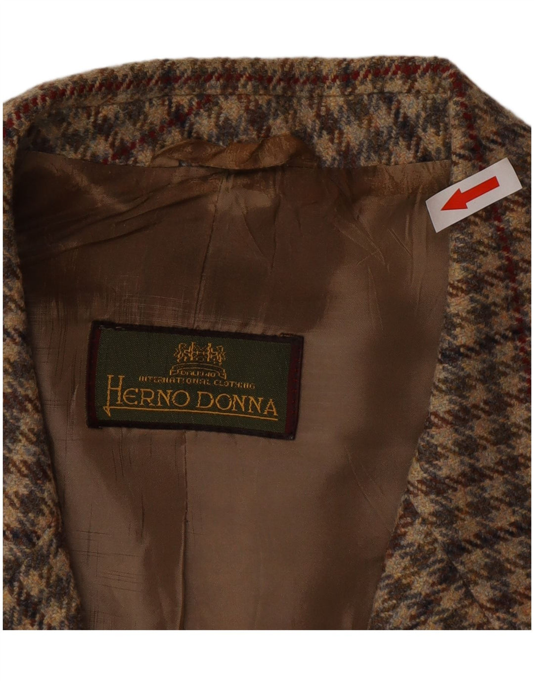 Herno Donna Womens 2 Button Blazer Jacket IT 50 XL Brown Houndstooth Wool
