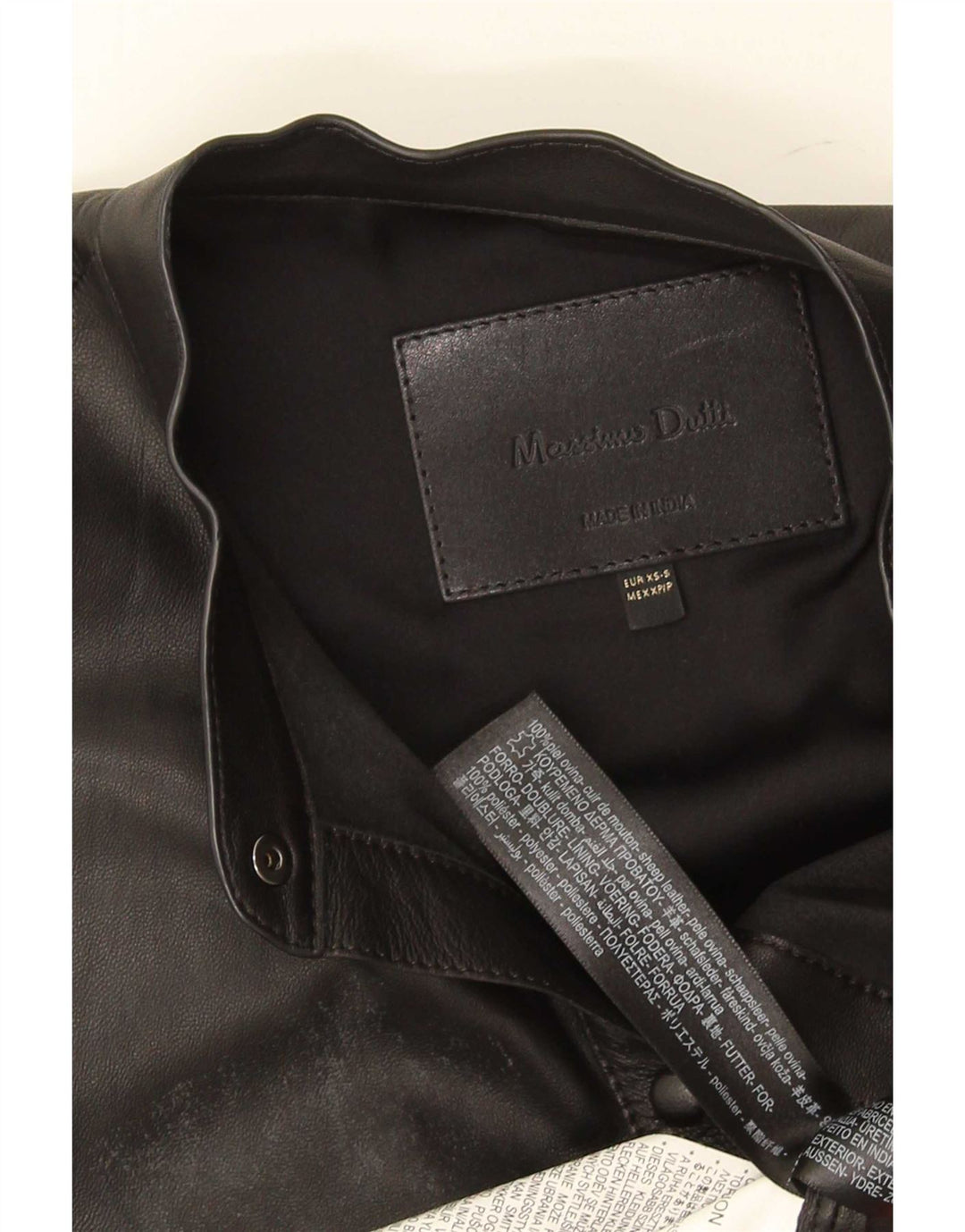 Massimo Dutti Womens Oversized Leather Shirt UK 6 XS Black Leather