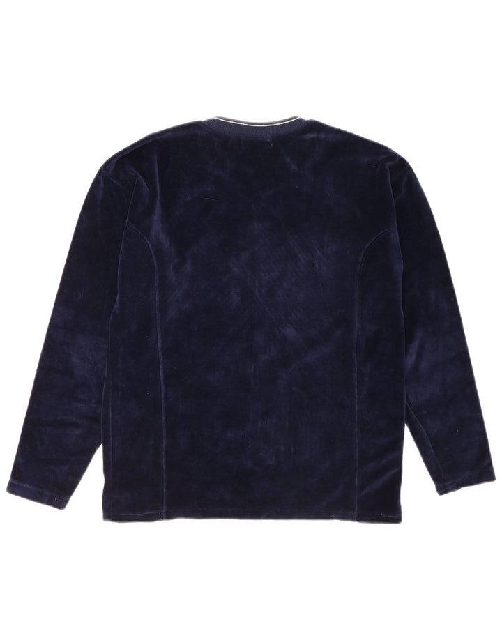Vintage Mens Graphic Top Long Sleeve Medium Navy Blue