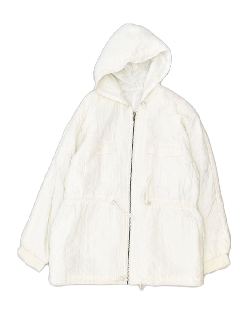 VINTAGE Womens Hooded Rain Jacket UK 20 2XL Off White Nylon | Vintage | Thrift | Second-Hand | Used Clothing | Messina Hembry 