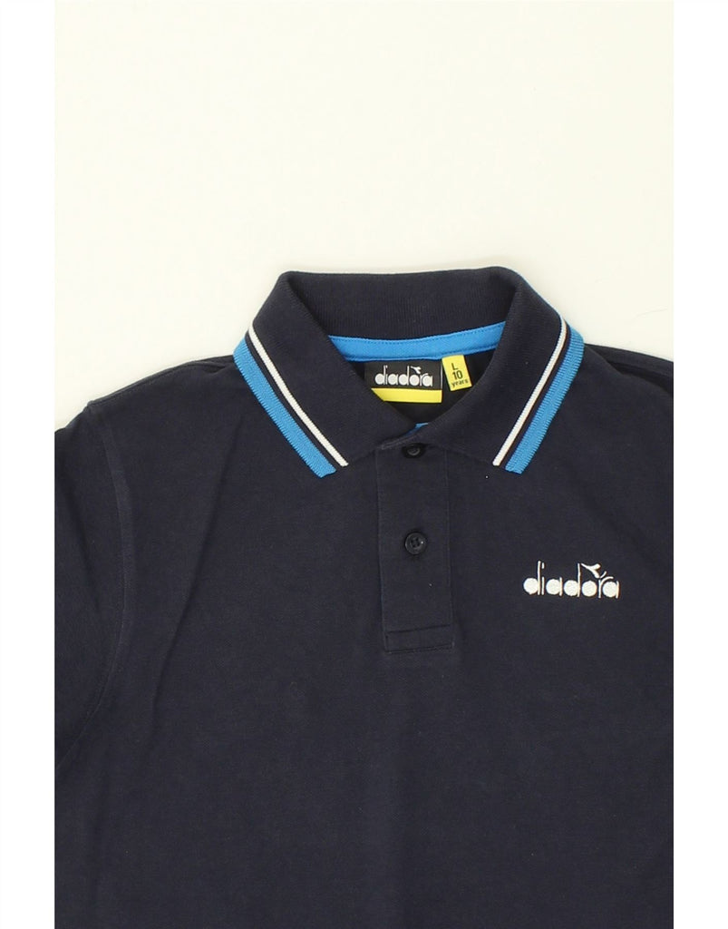 DIADORA Boys Polo Shirt 9-10 Years Large Navy Blue Cotton | Vintage Diadora | Thrift | Second-Hand Diadora | Used Clothing | Messina Hembry 