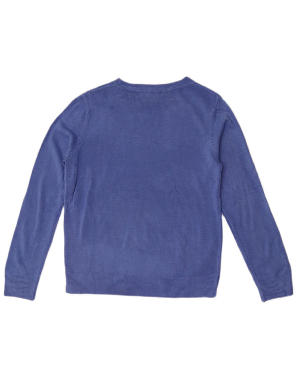 Marks & Spencer Womens Boat Neck Jumper Sweater UK 12 Medium Blue