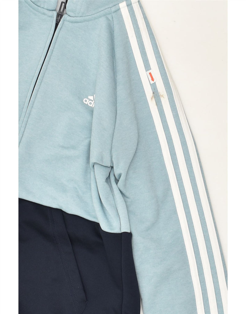 ADIDAS Womens Zip Hoodie Sweater UK 12/14 Medium Blue Colourblock | Vintage Adidas | Thrift | Second-Hand Adidas | Used Clothing | Messina Hembry 