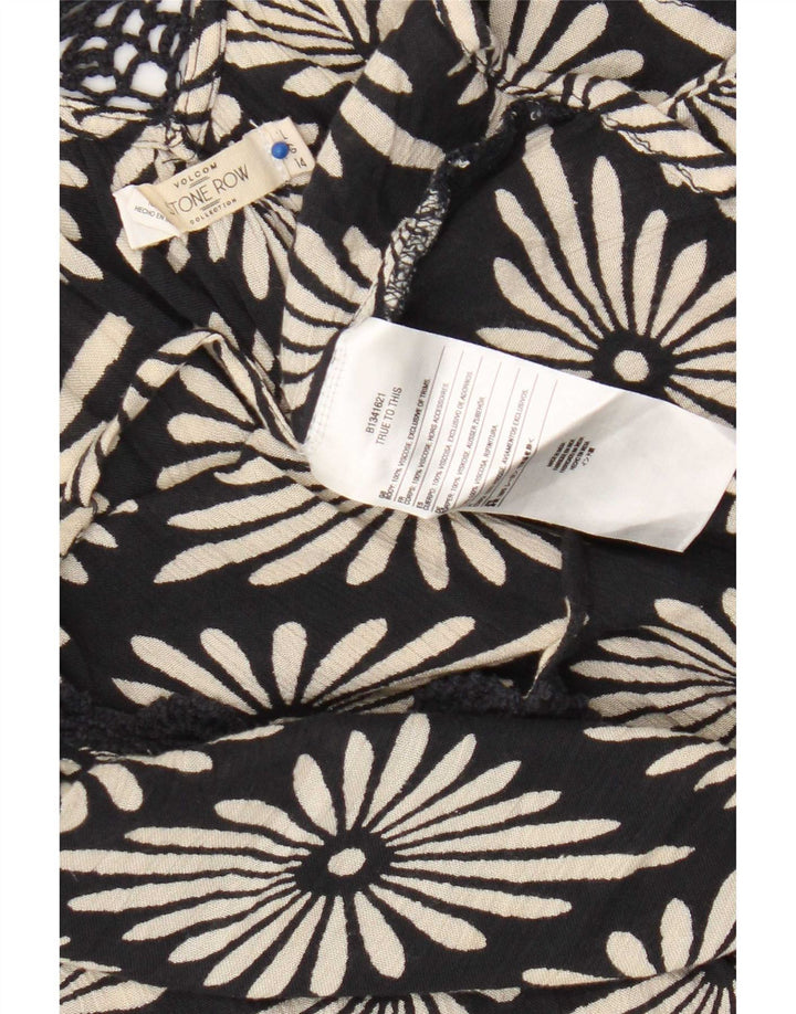 Volcom Womens Cami Top UK 14 Large Black Floral Viscose