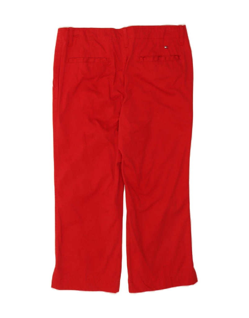 TOMMY HILFIGER Womens Straight Cropped Trousers US 12 Large W34 L24 Red Vintage Tommy Hilfiger and Second-Hand Tommy Hilfiger from Messina Hembry 