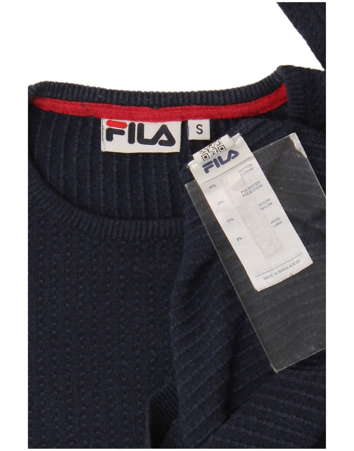 Fila Mens Crew Neck Jumper Sweater Small Navy Blue Cotton