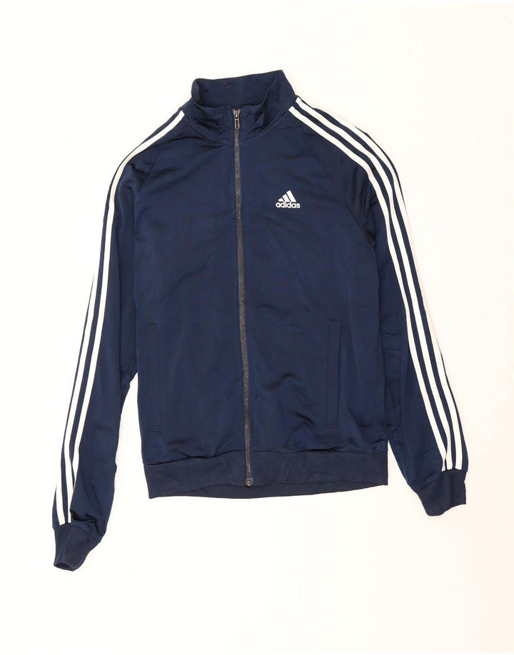 Adidas Mens Tracksuit Top Jacket Small Navy Blue Colourblock Polyester