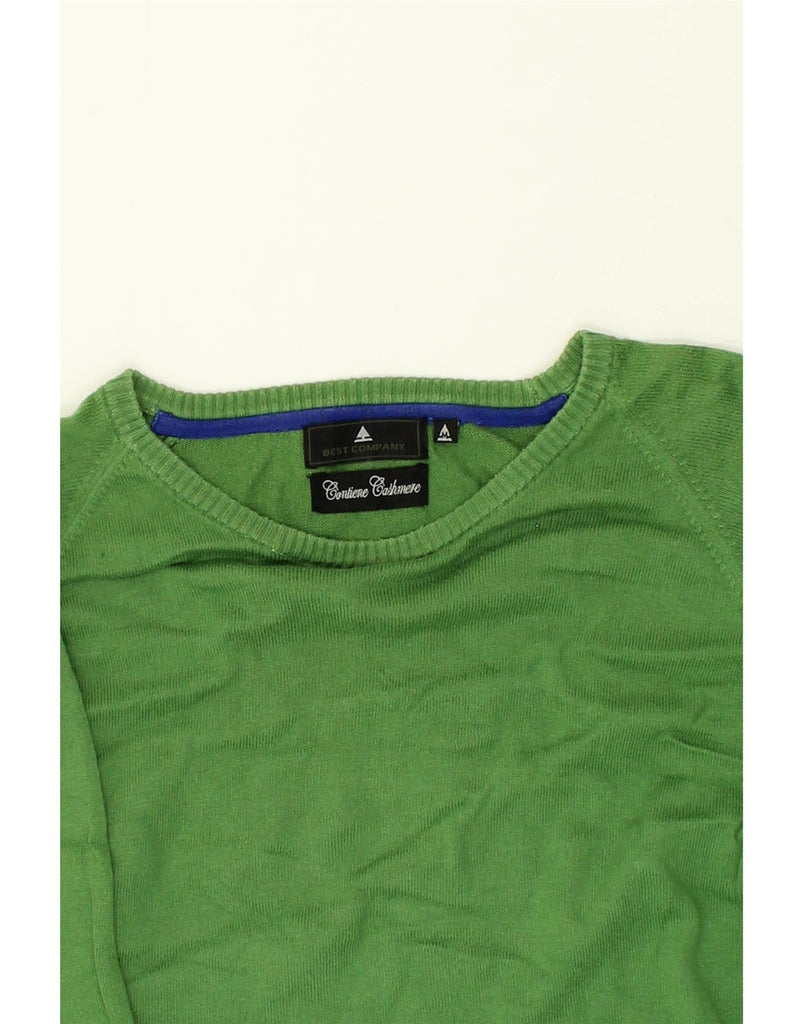 BEST COMPANY Mens Boat Neck Jumper Sweater Medium Green Cotton | Vintage Best Company | Thrift | Second-Hand Best Company | Used Clothing | Messina Hembry 