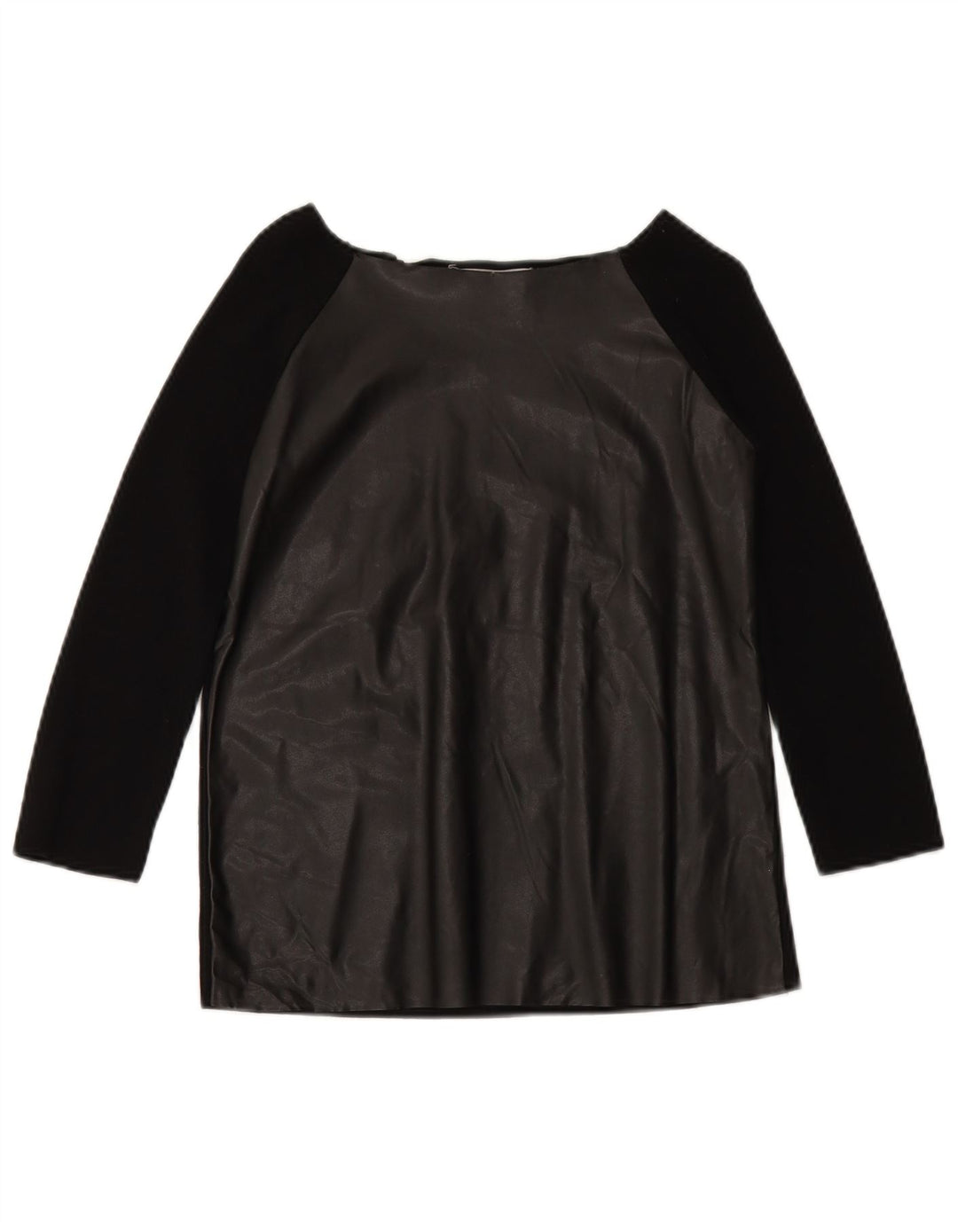 ZARA Womens Crop 3/4 Sleeve Off Shoulder Top UK 10 Small Black