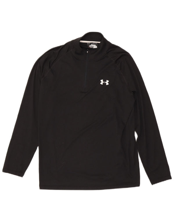 Under Armour Mens Zip Neck Regular Fit Top Long Sleeve Large Black Sports
