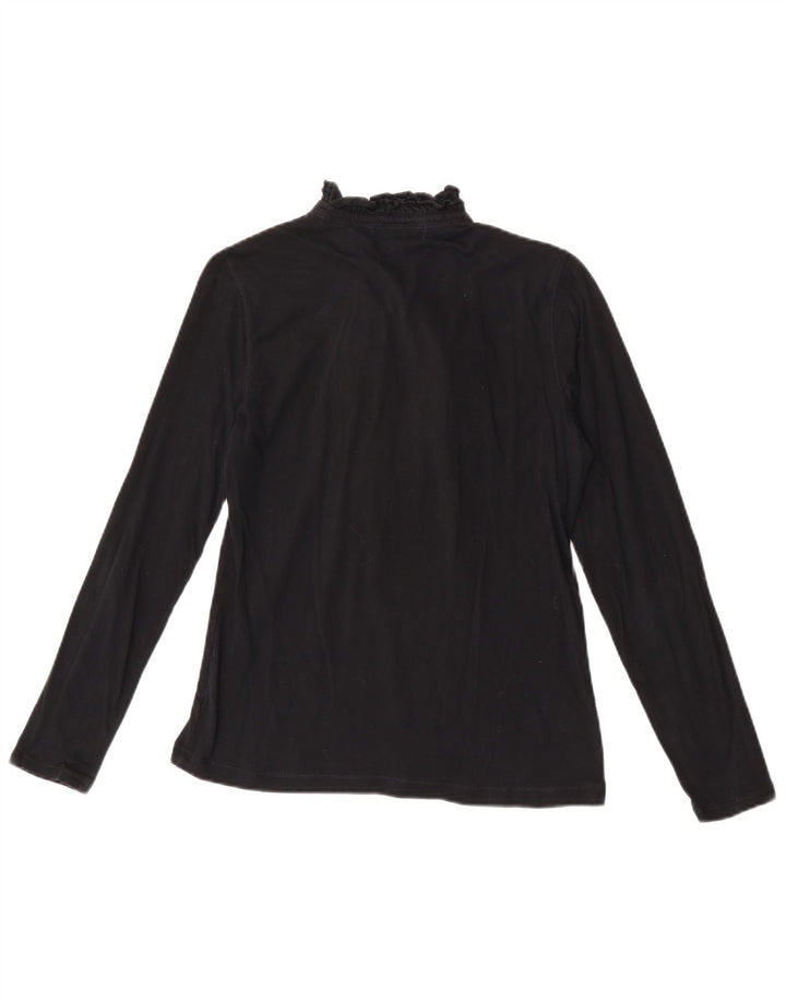 Ralph Lauren Womens Ruffle Front Top Long Sleeve UK 12 Medium Black