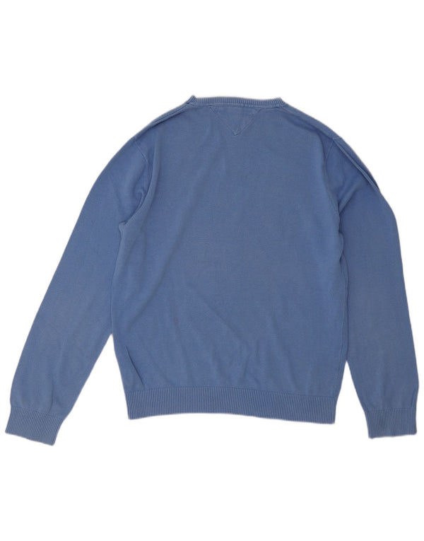 Tommy Hilfiger Mens Crew Neck Jumper Sweater Large Blue Cotton