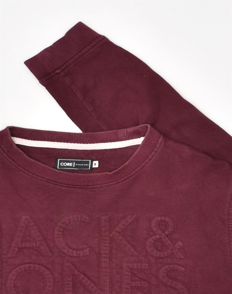 JACK & JONES Mens Graphic Sweatshirt Jumper Medium Maroon Cotton | Vintage Jack & Jones | Thrift | Second-Hand Jack & Jones | Used Clothing | Messina Hembry 