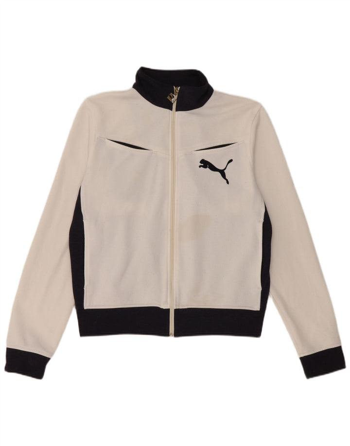 Puma Womens Tracksuit Top Jacket UK 14 Medium White Colourblock Polyester