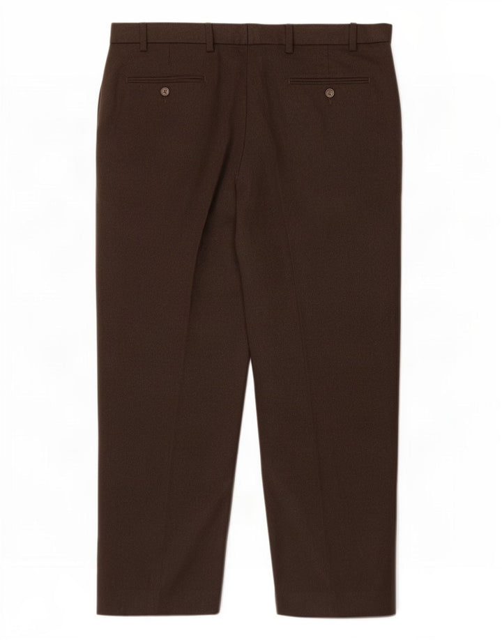 Marks & Spencer Mens Regular Suit Trousers W38 L29 Brown Polyester