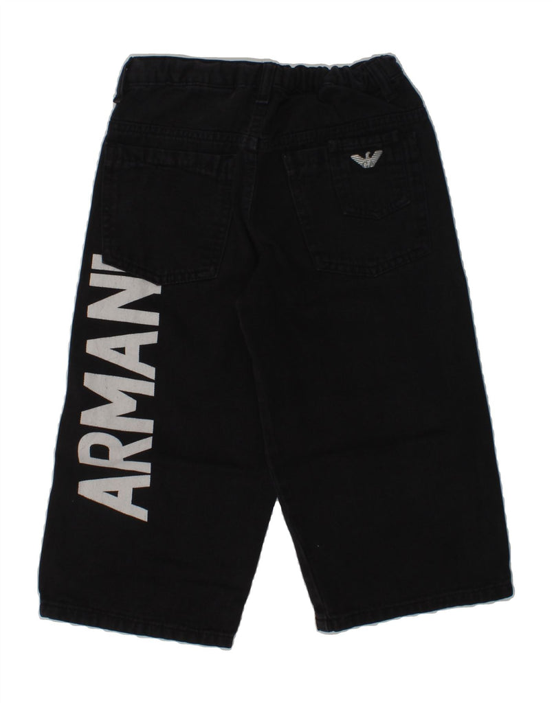 ARMANI JUNIOR Boys Graphic Denim Shorts 6-7 Years W22 Black Cotton | Vintage Armani Junior | Thrift | Second-Hand Armani Junior | Used Clothing | Messina Hembry 