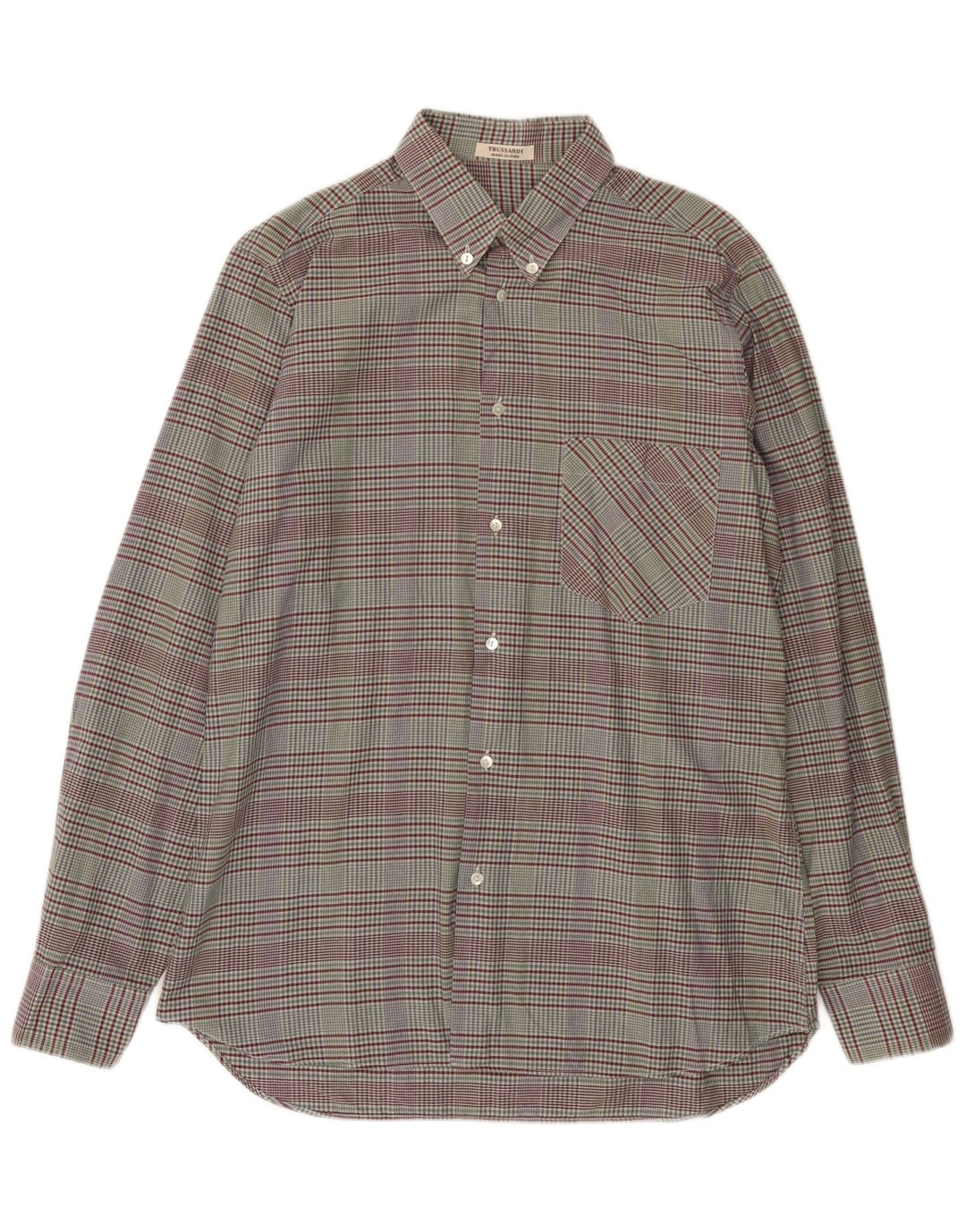 TRUSSARDI Mens Shirt Size 40 15 3/4 Medium Multicoloured Check Cotton