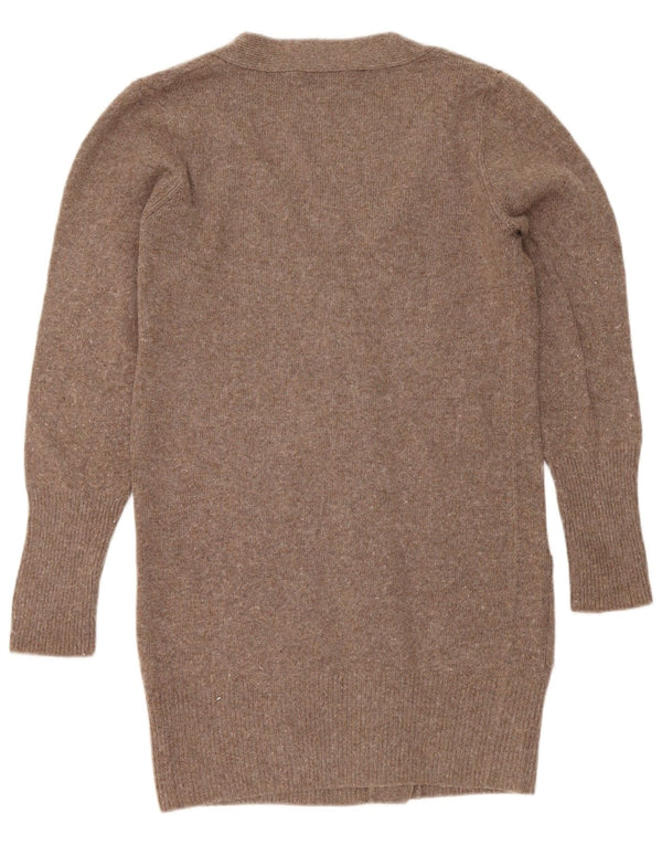 Marks & Spencer Womens Longline Cardigan Sweater UK 10 Small Brown Viscose