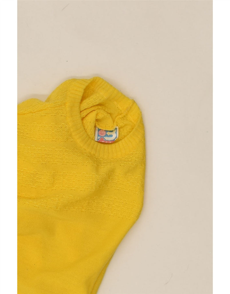 VINTAGE Womens Short Sleeve Crew Neck Jumper Sweater UK 12 Medium Yellow | Vintage Vintage | Thrift | Second-Hand Vintage | Used Clothing | Messina Hembry 