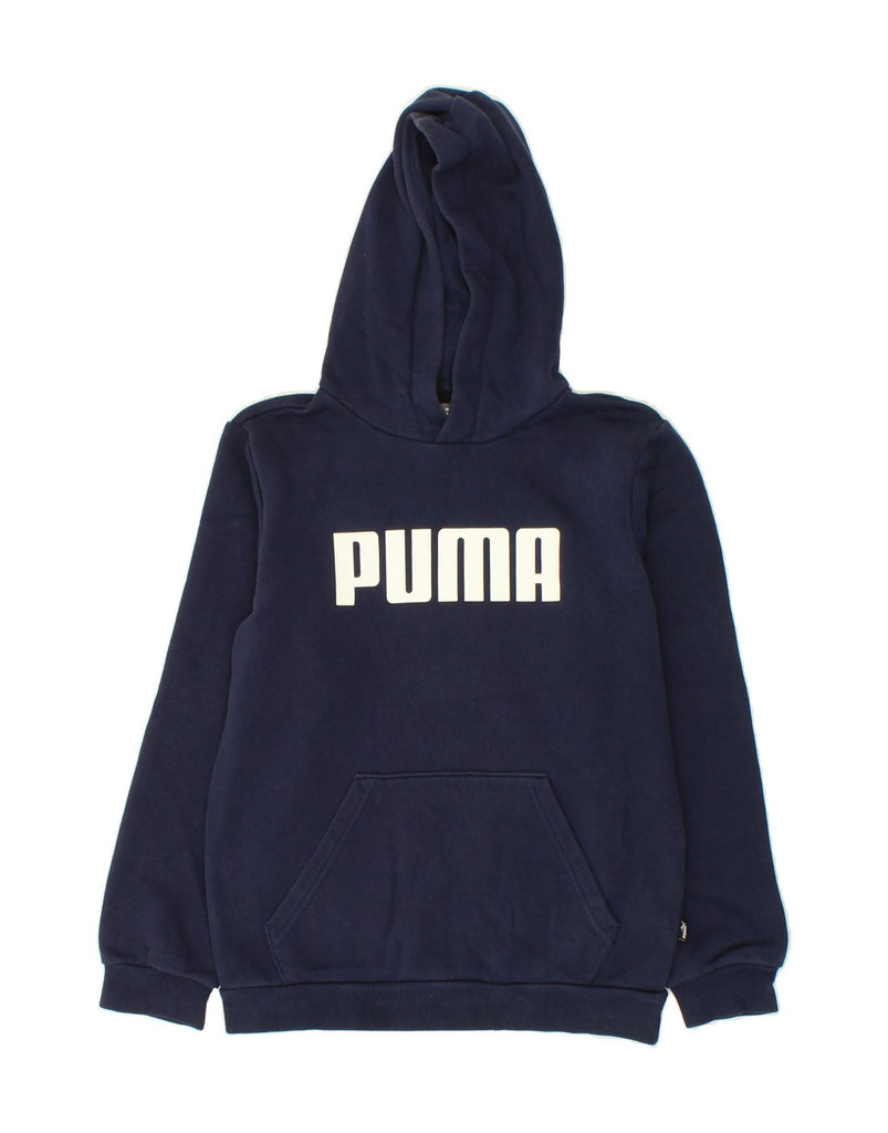 PUMA Boys Graphic Hoodie Jumper 11-12 Years Navy Blue Cotton | Vintage Puma | Thrift | Second-Hand Puma | Used Clothing | Messina Hembry 