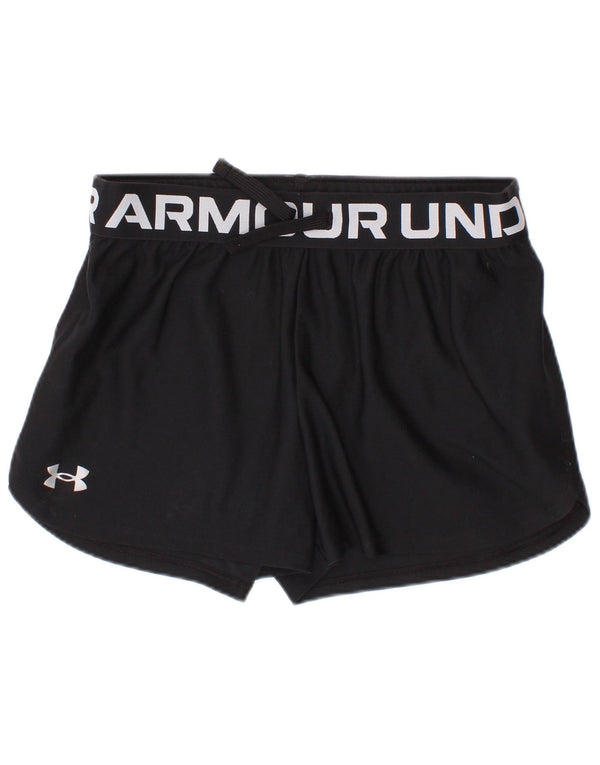 Under Armour Girls Heat Gear Graphic Sport Shorts 9-10 Years Medium Black
