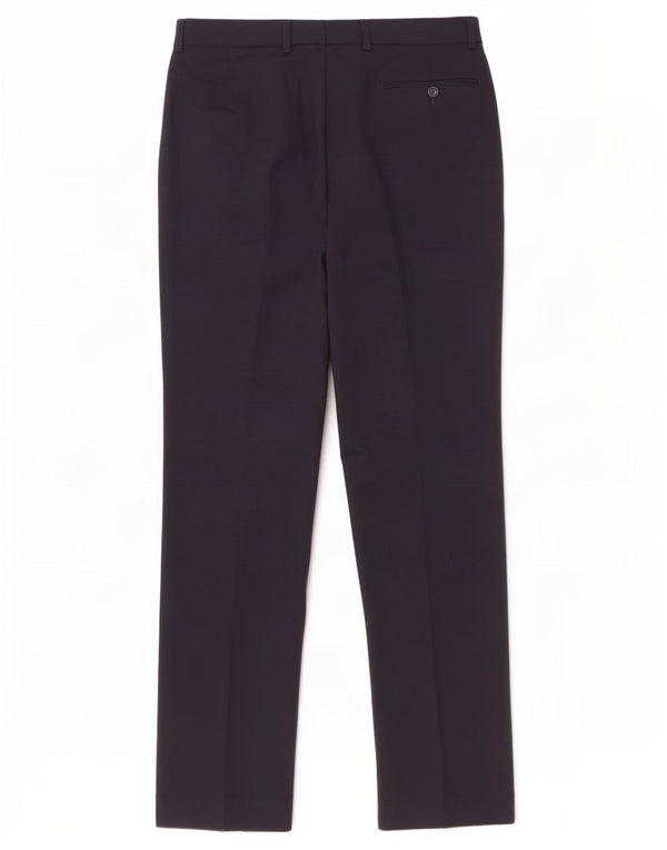 Marks & Spencer Womens Straight Suit Trousers W32 L33 Navy Blue Wool