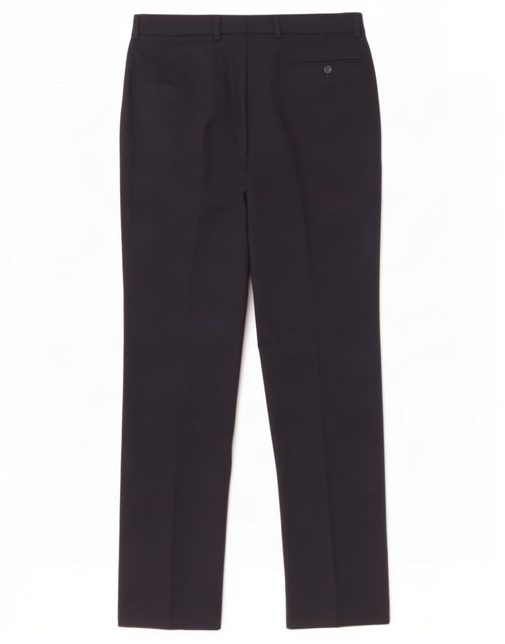 Marks & Spencer Womens Straight Suit Trousers W32 L33 Navy Blue Wool