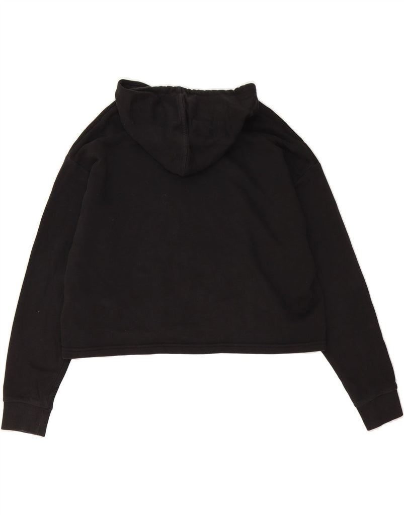 PUMA Womens Oversized Graphic Crop Hoodie Jumper UK 16 Large Black Cotton Vintage Puma and Second-Hand Puma from Messina Hembry 