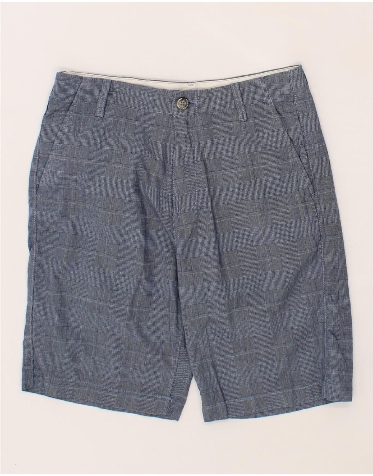 EDDIE BAUER Mens Chino Shorts W30 Medium Navy Blue Check Cotton