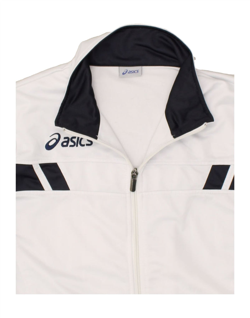 ASICS Womens Tracksuit Top Jacket UK 18 XL White Polyester | Vintage Asics | Thrift | Second-Hand Asics | Used Clothing | Messina Hembry 