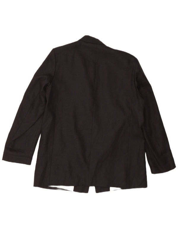 Zara Womens Open Blazer Jacket UK 18 XL Black Linen