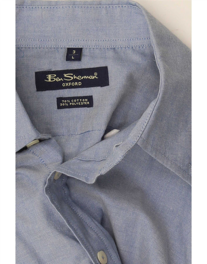 Ben Sherman Mens Oxford Shirt Large Blue Cotton