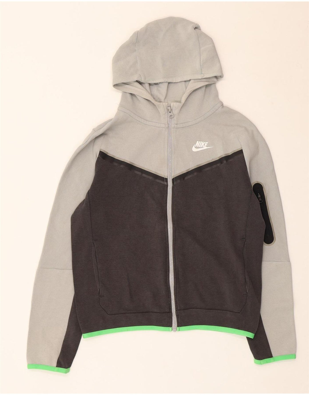 Nike Boys Zip Hoodie Sweater 12-13 Years Large Grey Cotton