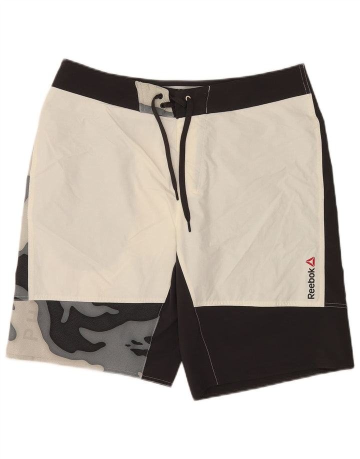Reebok Mens Speedwick Graphic Swimming Shorts Medium Black Colourblock